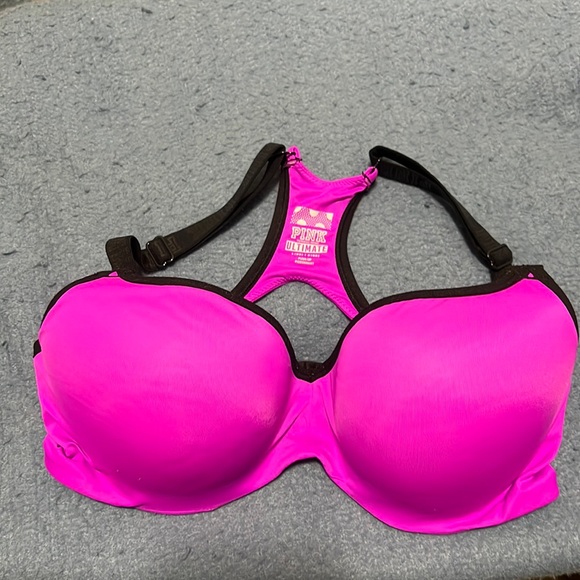 Pink Victoria’s Secret Razorback push-up bra violet size large DD - Picture 1 of 4